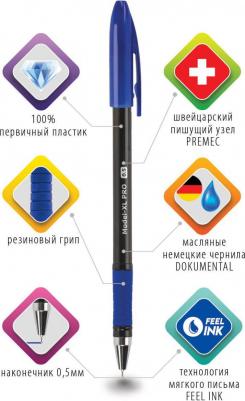 Ручка шариковая масляная с грипом "Model-XL PRO", СИНЯЯ, узел 0,5 мм, линия письма 0,25 мм, 143249 – фото 6