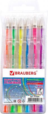 Ручки гелевые, НАБОР 6 шт., АССОРТИ, "Jet", чернила неоновые, узел 0,7 мм, линия письма 0,5 мм, 141034