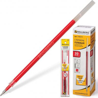 Стержень гелевый 130 мм, КРАСНЫЙ, игольчатый узел 0,5 мм, линия письма 0,35 мм, 170171