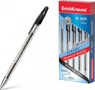 Набор ручек гелевых,12 шт, R-301 Classic Gel Stick 0.5, цвет чернил черный/ручка для ЕГЭ