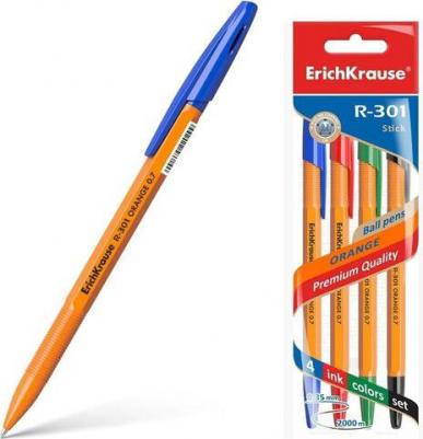 Набор ручек шариковых R-301 Orange Stick&grip, 8 штук, узел 0.7 мм, цвет чернил синий, резиновый упор, корпус оранжевый 4041485565697 – фото 4