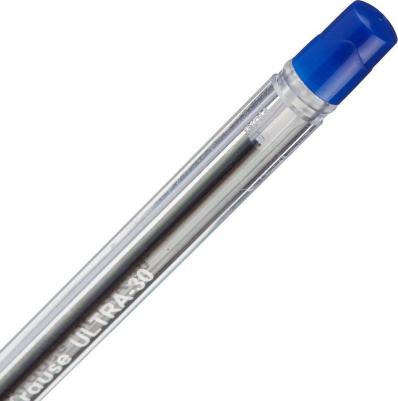 Ручка шариковая масляная с грипом "Ultra-30", СИНЯЯ, корпус прозрачный, узел 0,7 мм, линия письма 0,26 мм, 19613 – фото 5