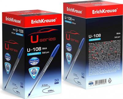 Ручка шариковая U-108 Classic Stick 1.0, Ultra Glide Technology, чер/синие 4756 – фото 5