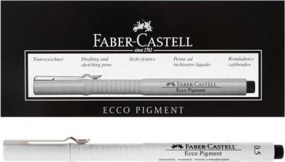 Ручка капиллярная Ecco Pigment, ЧЕРНАЯ, корпус серый, линия письма 0,5 мм, 166599