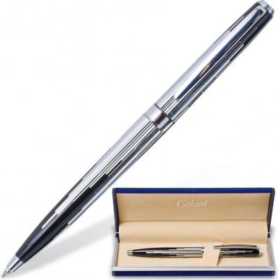 Ручка подарочная шариковая offenbach, корпус серебристый с черным, хромированные детали, пишущий узел 0,7 мм, синяя, 141014