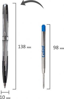 Ручка подарочная шариковая offenbach, корпус серебристый с черным, хромированные детали, пишущий узел 0,7 мм, синяя, 141014 – фото 9