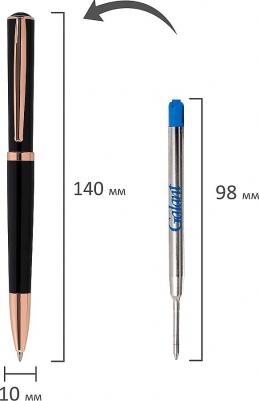 Ручка подарочная шариковая "PUNCTUM BLACK", корпус черный, детали розовое золото, узел 0,7 мм, синяя, 143514 – фото 10