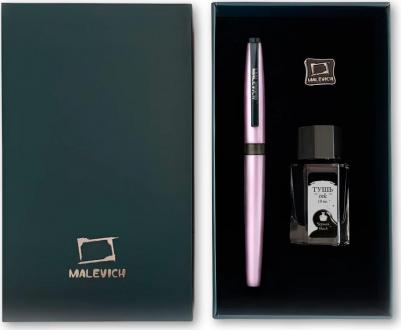 Ручка перьевая 196441 с конвертером, черными чернилами и значком, сиреневый