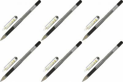 Ручка шариковая масляная с грипом "MC Gold", ЧЕРНАЯ, корпус прозрачный, узел 0,5 мм, линия письма 0,3 мм, BMC-01 – фото 1