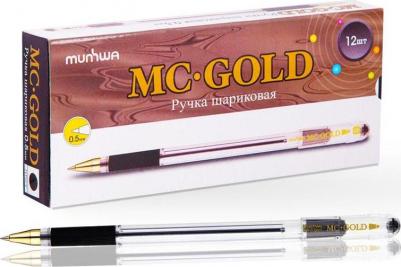 Ручка шариковая масляная с грипом "MC Gold", ЧЕРНАЯ, корпус прозрачный, узел 0,5 мм, линия письма 0,3 мм, BMC-01 – фото 7