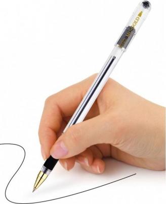 Ручка шариковая масляная с грипом "MC Gold", ЧЕРНАЯ, корпус прозрачный, узел 0,5 мм, линия письма 0,3 мм, BMC-01 – фото 12