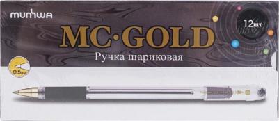 Ручка шариковая масляная с грипом "MC Gold", ЧЕРНАЯ, корпус прозрачный, узел 0,5 мм, линия письма 0,3 мм, BMC-01 – фото 13