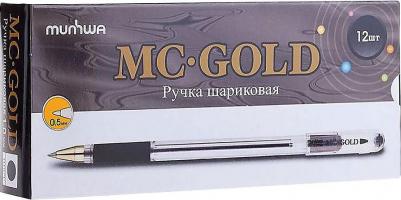 Ручка шариковая масляная с грипом "MC Gold", ЧЕРНАЯ, корпус прозрачный, узел 0,5 мм, линия письма 0,3 мм, BMC-01 – фото 15