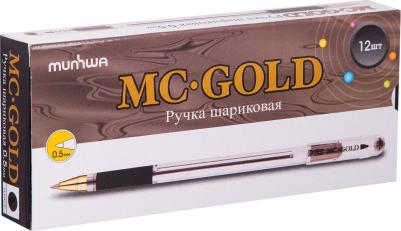 Ручка шариковая масляная с грипом "MC Gold", ЧЕРНАЯ, корпус прозрачный, узел 0,5 мм, линия письма 0,3 мм, BMC-01 – фото 18