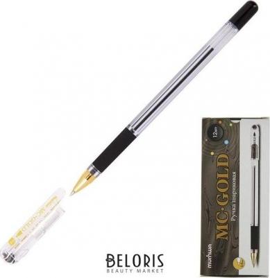Ручка шариковая масляная с грипом "MC Gold", ЧЕРНАЯ, корпус прозрачный, узел 0,5 мм, линия письма 0,3 мм, BMC-01 – фото 19