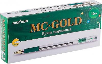 Ручка шариковая масляная с грипом "MC Gold", зеленая, корпус прозрачный, узел 0,5 мм, линия письма 0,3 мм, BMC-04 – фото 7