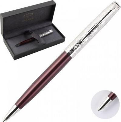 Ручка шариков. Sonnet Premium K537 Metal Red CT M черные чернила подар.кор – фото 4