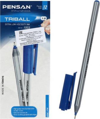 Ручка шариковая масляная "Triball", СИНЯЯ, трехгранная, узел 1 мм, линия письма 0,5 мм, 1003, 1003/12 – фото 5