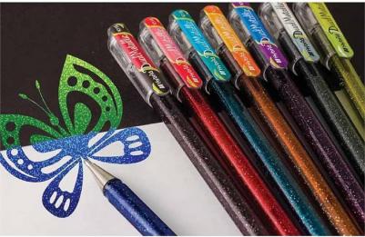 Ручка гелевая Hybrid Dual Metallic 0.1mm корпус Red, стержень Orange+Yellow K110-DFX – фото 3