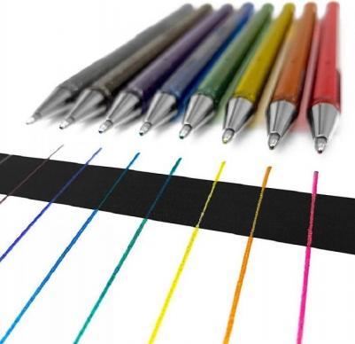 Ручка гелевая Hybrid Dual Metallic 0.1mm корпус Red, стержень Orange+Yellow K110-DFX – фото 5