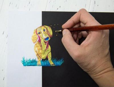 Ручка гелевая Hybrid Dual Metallic 0.1mm корпус Red, стержень Orange+Yellow K110-DFX – фото 8