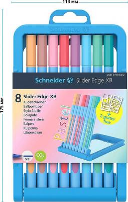 Набор шариковых ручек "Slider Edge", 8 штук, 8 пастельных цветов, 1,4 мм, трехгранные, пластиковый футляр – фото 2