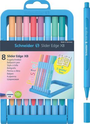 Набор шариковых ручек "Slider Edge", 8 штук, 8 пастельных цветов, 1,4 мм, трехгранные, пластиковый футляр – фото 3