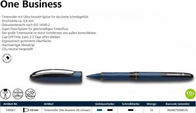 Ручка-роллер "One Business", ЧЕРНАЯ, корпус темно-синий, узел 0,8 мм, линия письма 0,6 мм, 183001 – фото 5