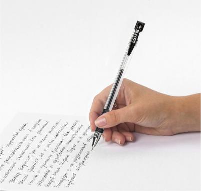 Ручка гелевая с грипом Basic Needle, ЧЕРНАЯ, игольчатый узел 0,5 мм, линия письма 0,35 мм, 143679 – фото 7