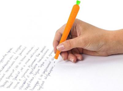 Ручка фигурная шариковая "Морковка", мягкий силиконовый корпус, синяя, пишущий узел 0,7 мм – фото 5