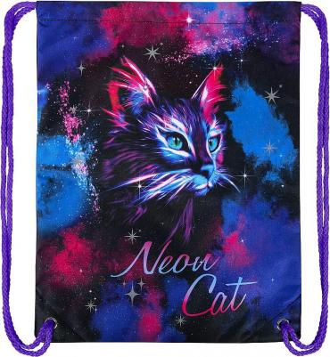 Мешок для обуви, карман, подкладка, светоотражайка, 43 х 33 см, "Neon cat" – фото 6