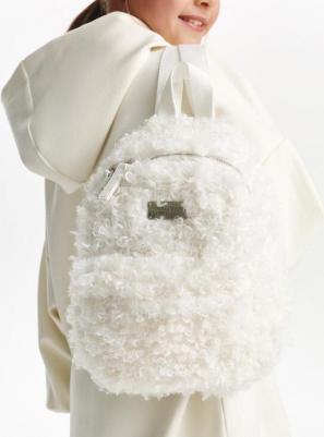 Рюкзак для девочки мягкой формы из экомеха молочный (One size)