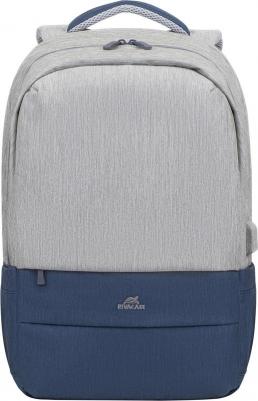 рюкзак для ноутбука унисекс 7567 grey/dark blue 17.3" – фото 6