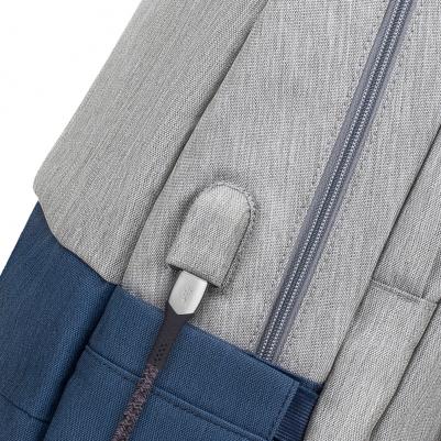 рюкзак для ноутбука унисекс 7567 grey/dark blue 17.3" – фото 11