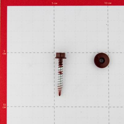 Саморезы кровельные с буром 35х4,8 мм металл-дерево красное вино RAL 3005 4680567393331 – фото 2