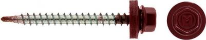 Саморезы кровельные с буром 50х4,8 мм металл-дерево красное вино RAL 3005 4680567393393