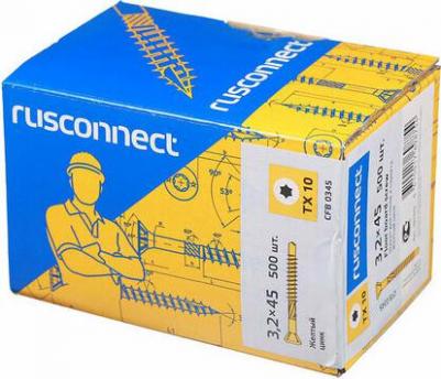 CFB 0345 Шуруп для полов и паркета 3,2х45 500 шт. Желтый цинк 380345 – фото 2