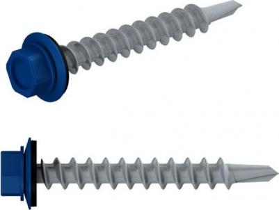 Кровельный оцинкованный саморез 4,8x19 мм, RAL 5002, 100 шт