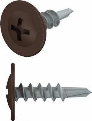 Саморез 4.2х16 мм с прессшайбой, цинк, со сверлом, RAL 8017 – фото 1