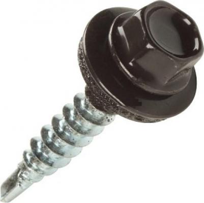 Саморез кровельный 4,8х35 мм цинк шайба с прокладкой PT1 RAL 8017 70 штук 4810992038365 – фото 2