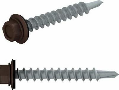 Саморез кровельный 4,8х35 мм цинк шайба с прокладкой PT1 RAL 8017 70 штук 4810992038365 – фото 3