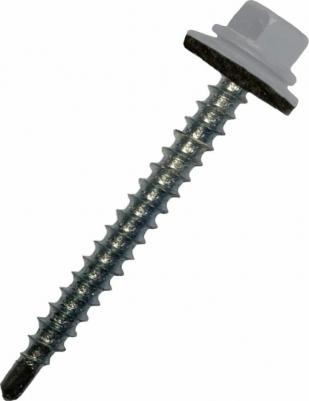 Саморез кровельный 4.8х35 мм цинк, шайба с прокл, PT1, RAL 7004 – фото 1