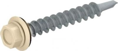 Саморез кровельный 4.8х70 мм цинк, шайба с прокл, PT1, RAL 1015 (SMC3-32197-100 – фото 2