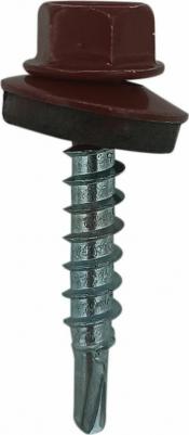 Саморез кровельный 5,5x19 мм цинк шайба с прокладкой PT3 RAL 3011 100 штук SMP2-31 – фото 1