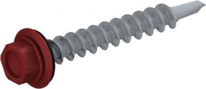 Саморез кровельный 5,5x19 мм цинк шайба с прокладкой PT3 RAL 3011 100 штук SMP2-31 – фото 4