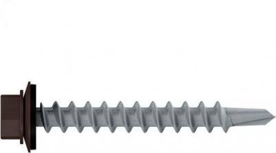 Саморез кровельный SMC2-84910-200, 4.8х29 мм цинк, шайба с прокл., PT1, RAL 8017 – фото 1