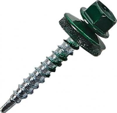 Саморез кровельный SMV1-65462-5, 4.8х29 мм, цинк, шайба с прокладкой, PT1, RAL 6005, 5 кг