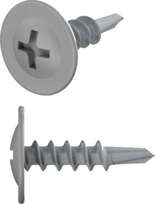 Саморез SM-87305-12000, 4.2х19 мм с прессшайбой, цинк, со сверлом, RAL 7004