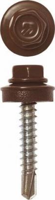 Оцинкованные саморезы для крепления кровельных материалов к деревянной обрешетке 4,8x35 мм RAL8017 шокол.-коричн 4606373054372 – фото 2