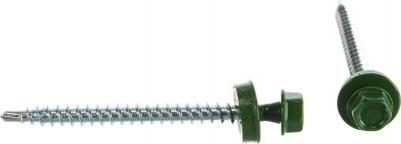Оцинкованные саморезы для крепления кровельных материалов к деревянной обрешетке 4,8x60 мм RAL6002 зеленый лист